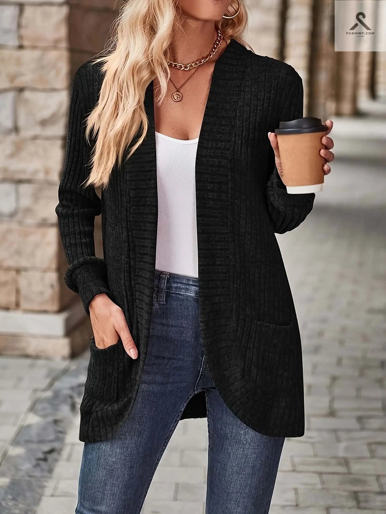 بلوزة طويلة الأكمام ملونة بسيطة بألوان جذابة Fashint