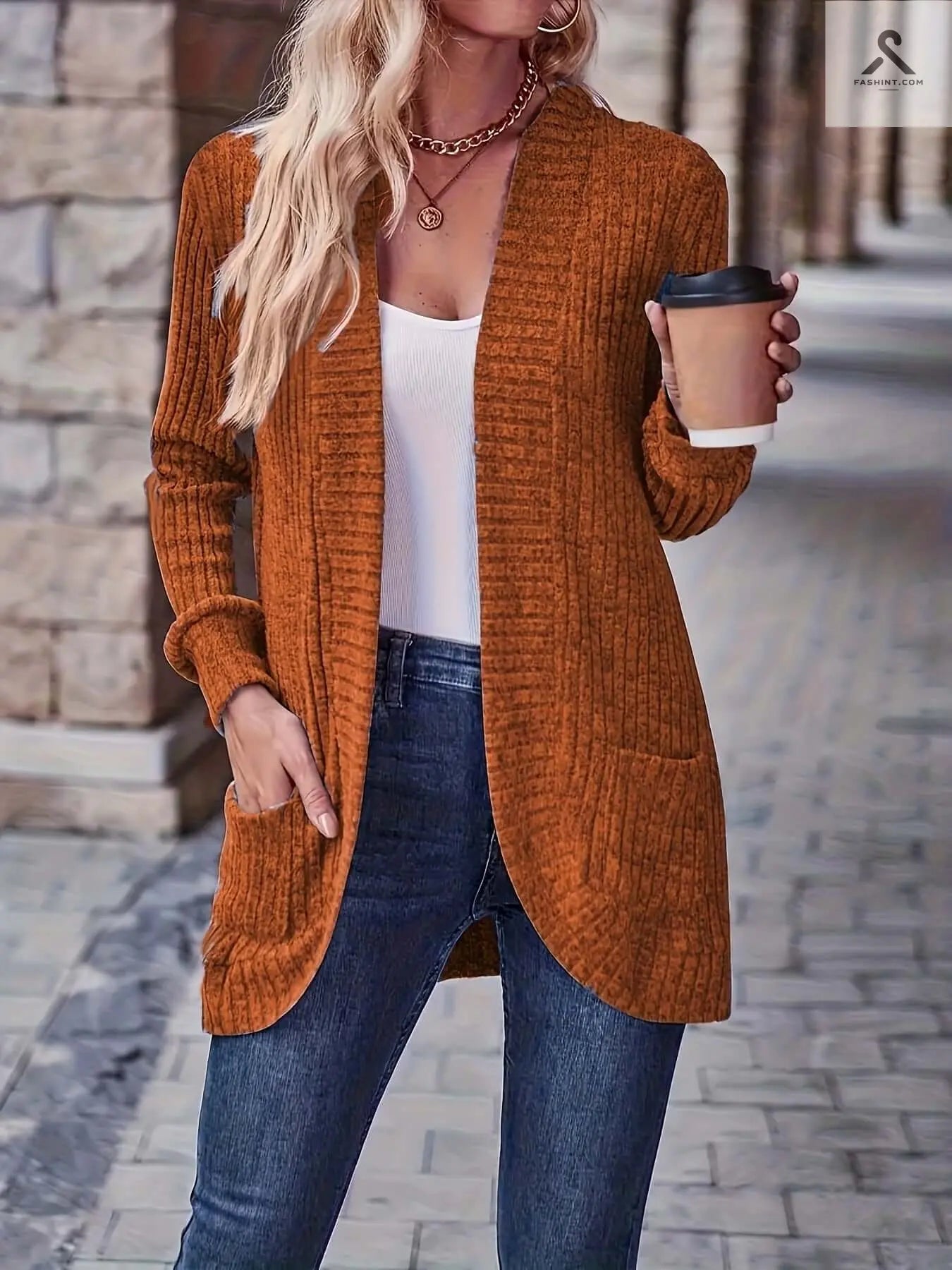 بلوزة طويلة الأكمام ملونة بسيطة بألوان جذابة Fashint