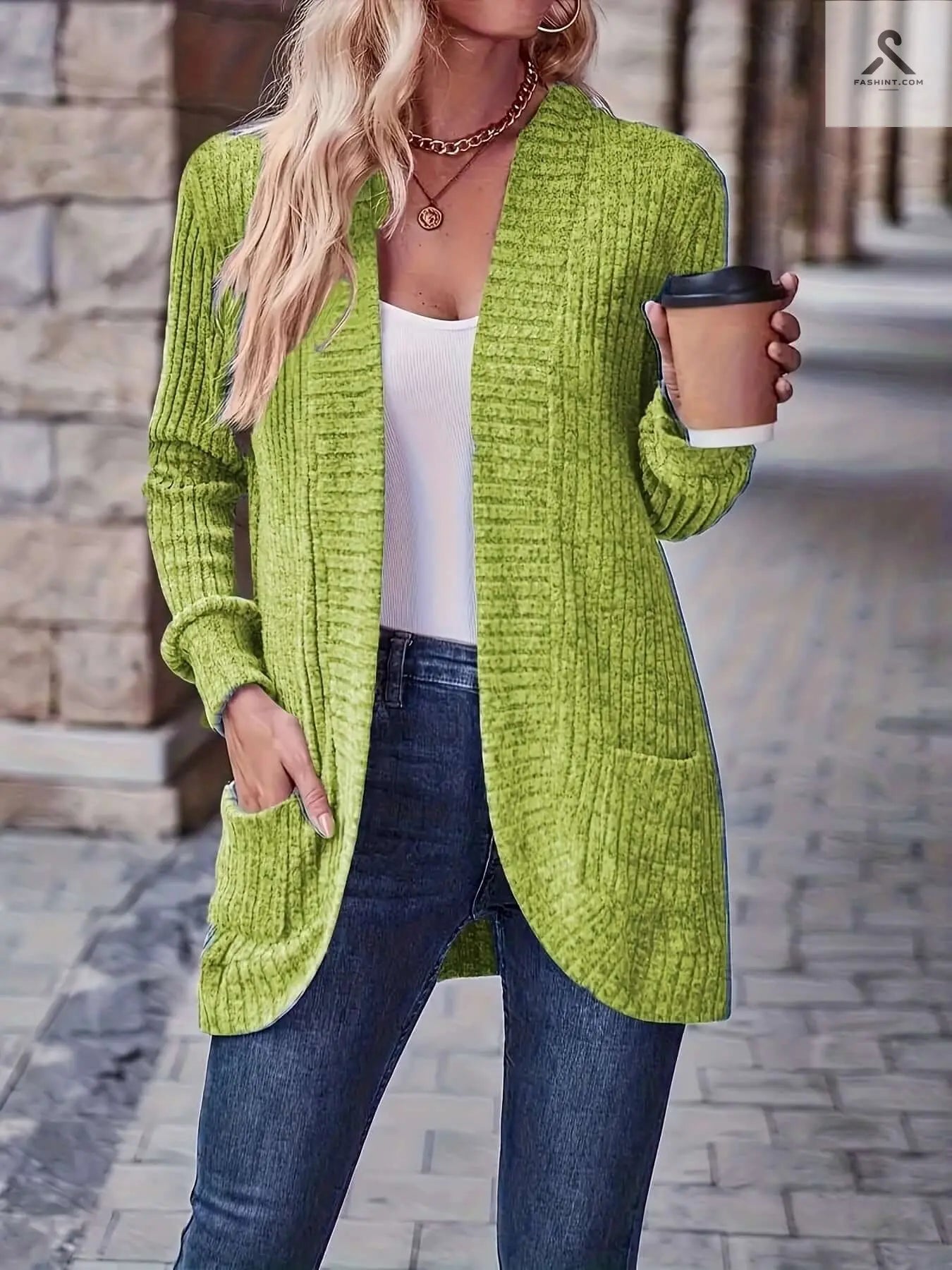 بلوزة طويلة الأكمام ملونة بسيطة بألوان جذابة Fashint