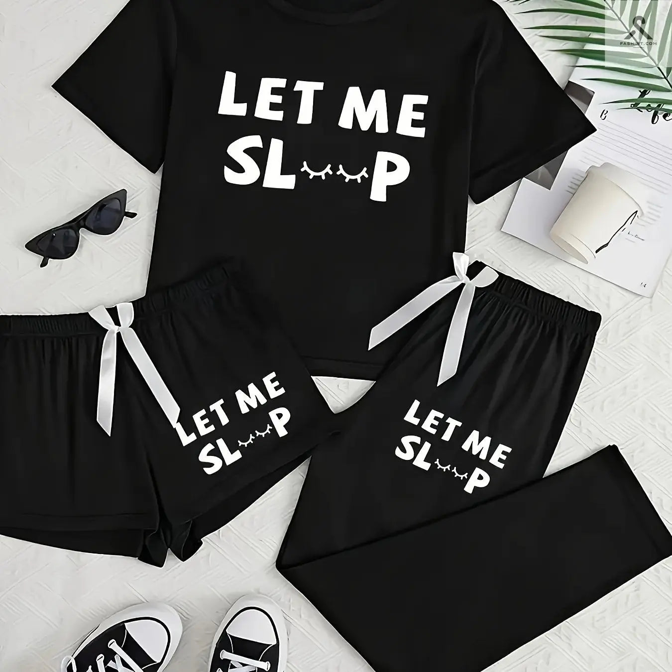 طقم بيجاما نسائية كاجوال ثلاث قطع Fashint