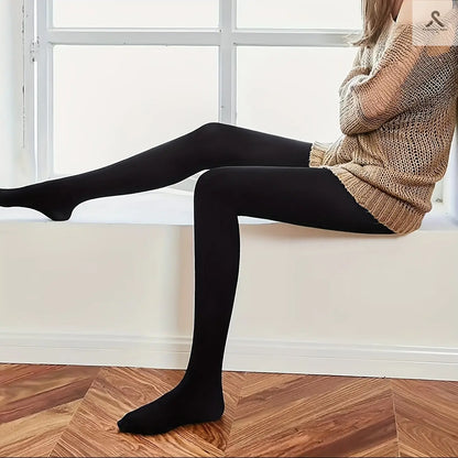 طقم ليجنز نسائية سميكة بلون أسود Fashint