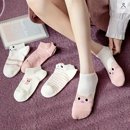 جوارب كرتونية لطيفة للنساء بطباعة قطة Fashint