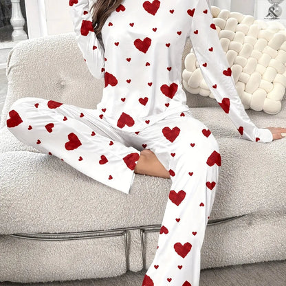 مجموعة بيجاما قلب مطبوعة نسائية مريحة وعصرية Fashint