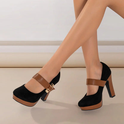 أحذية كعب عالي مدورة أصيلة للنساء Fashint