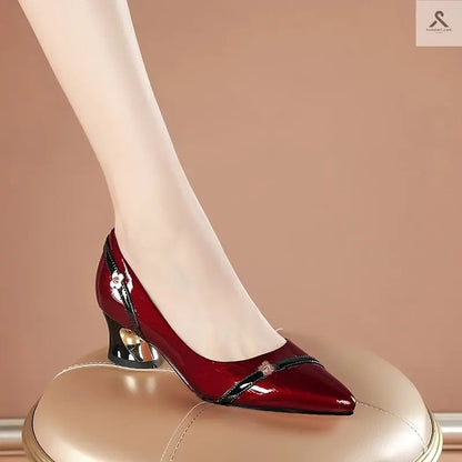حذاء كعب متوسط نسائي بزهور لتصميم عصري ومريح Fashint