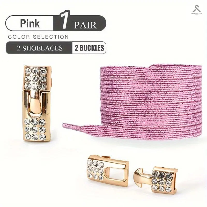 شريط رباط أحذية مرن بدون ربطات مع أبازيم من الكريستال Fashint