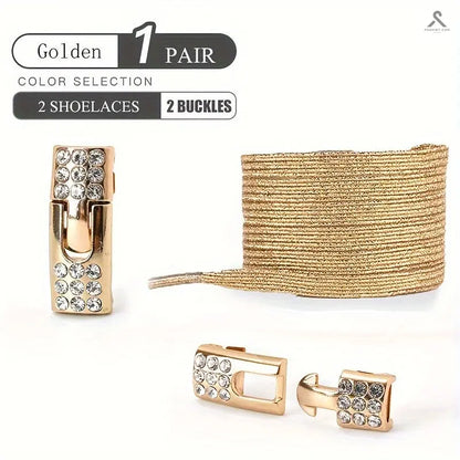 شريط رباط أحذية مرن بدون ربطات مع أبازيم من الكريستال Fashint