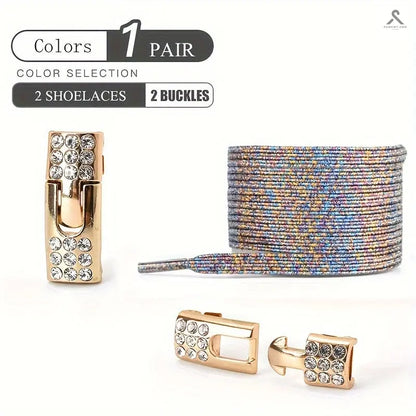 شريط رباط أحذية مرن بدون ربطات مع أبازيم من الكريستال Fashint