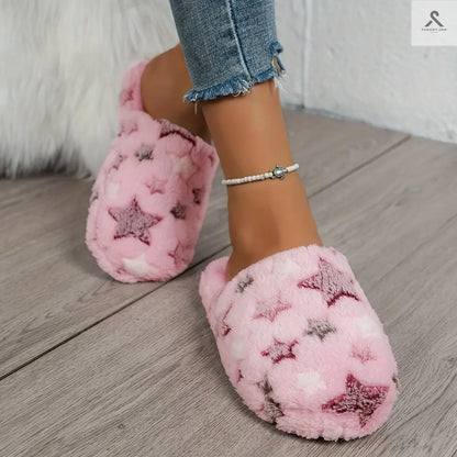 نعال دافئة بنمط نجوم مرحة حذاء منزلي مريح قابل للانزلاق Fashint