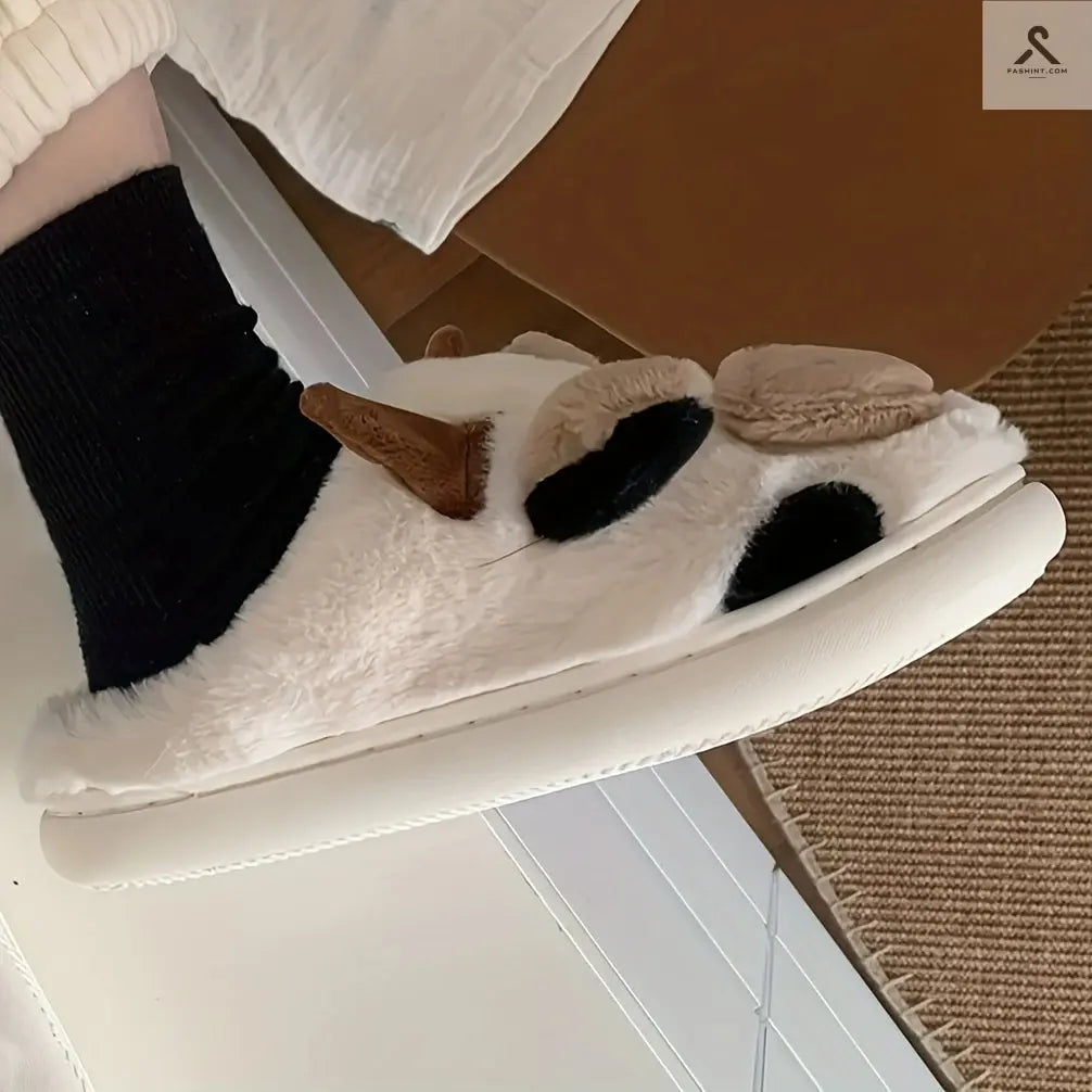 أحذية منزلية مضحكة على شكل بقرة بتصميم كرتوني Fashint
