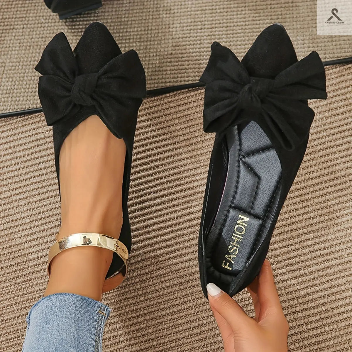 أحذية نسائية مسطحة بتفاصيل كعكة جميلة Fashint