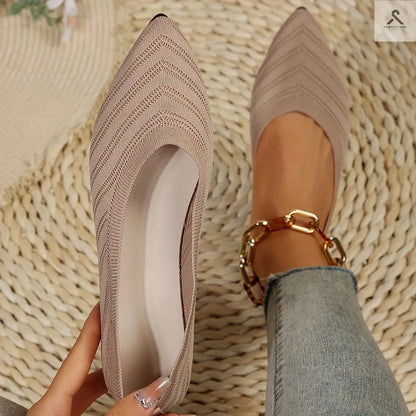 احذية مسطحة بأصابع مدببة للنساء بلون موحد Fashint