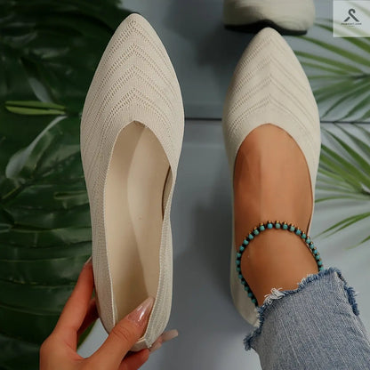 احذية مسطحة بأصابع مدببة للنساء بلون موحد Fashint