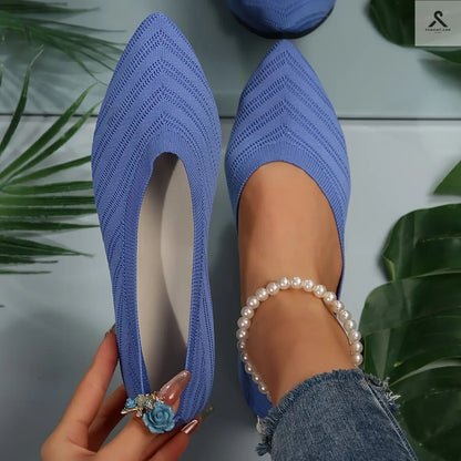 احذية مسطحة بأصابع مدببة للنساء بلون موحد Fashint