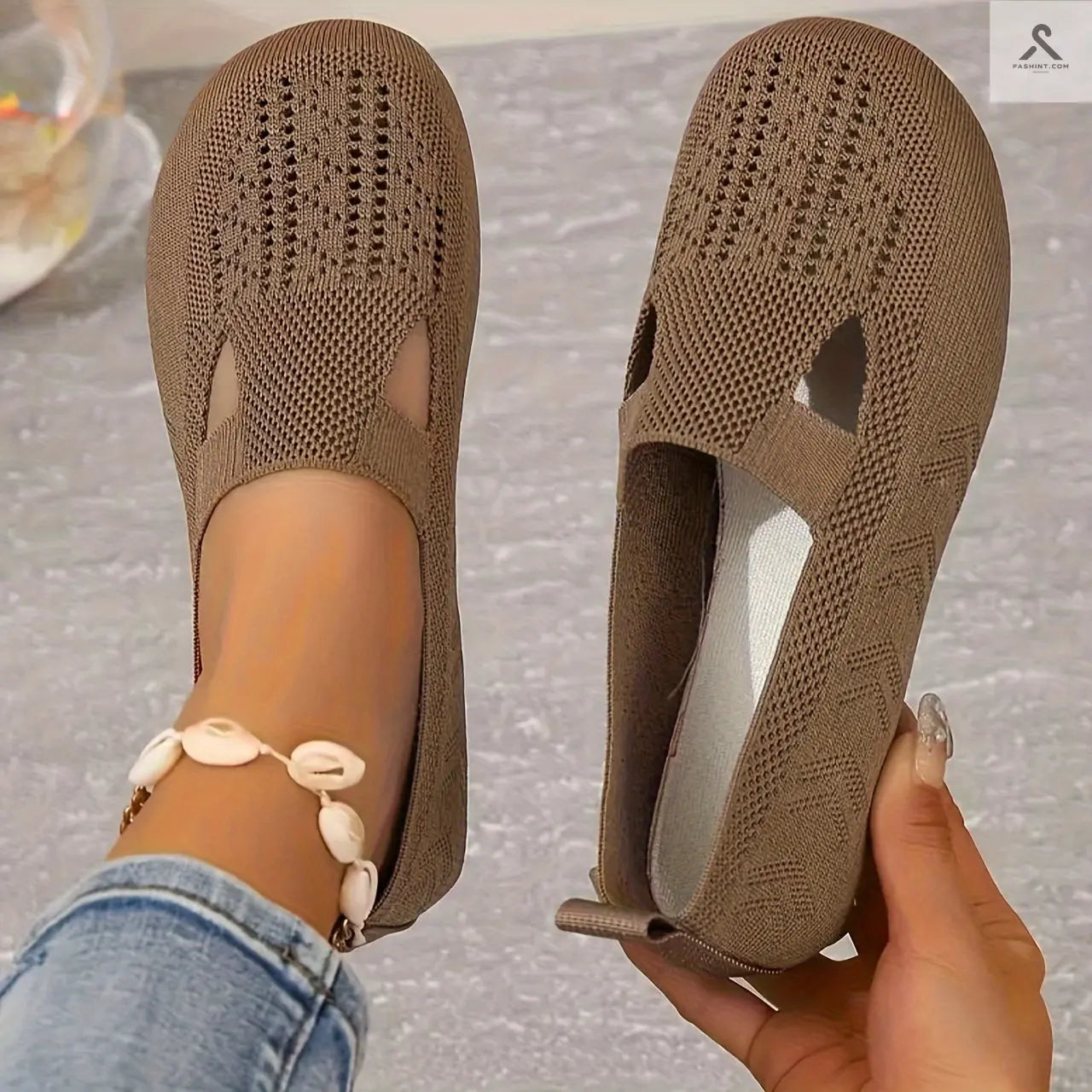 أحذية مسطحة نسائية بتصميم سادة وراحة فاخرة Fashint