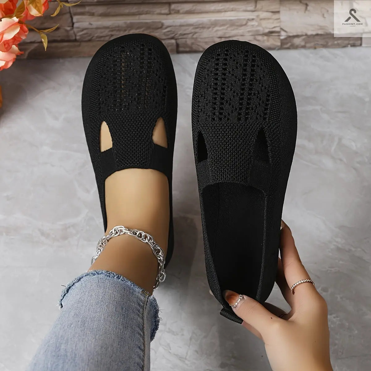 أحذية مسطحة نسائية بتصميم سادة وراحة فاخرة Fashint