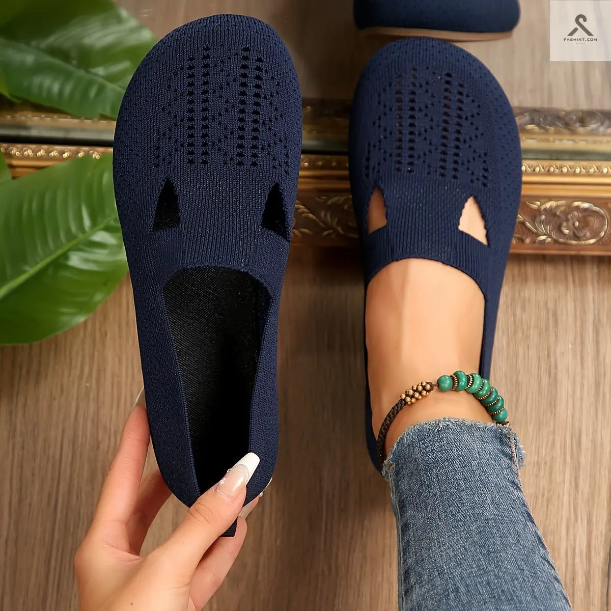 أحذية مسطحة نسائية بتصميم سادة وراحة فاخرة Fashint