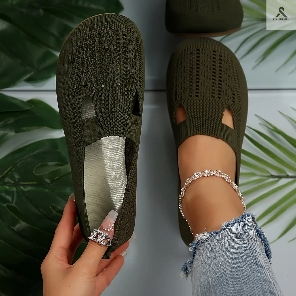 أحذية مسطحة نسائية بتصميم سادة وراحة فاخرة Fashint