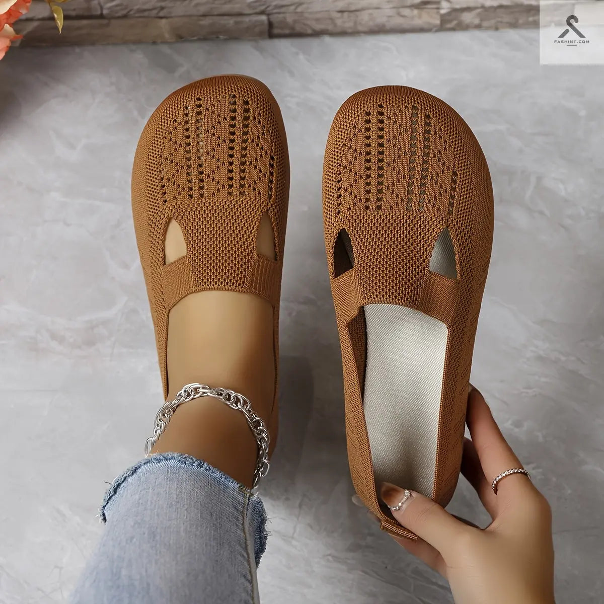 أحذية مسطحة نسائية بتصميم سادة وراحة فاخرة Fashint