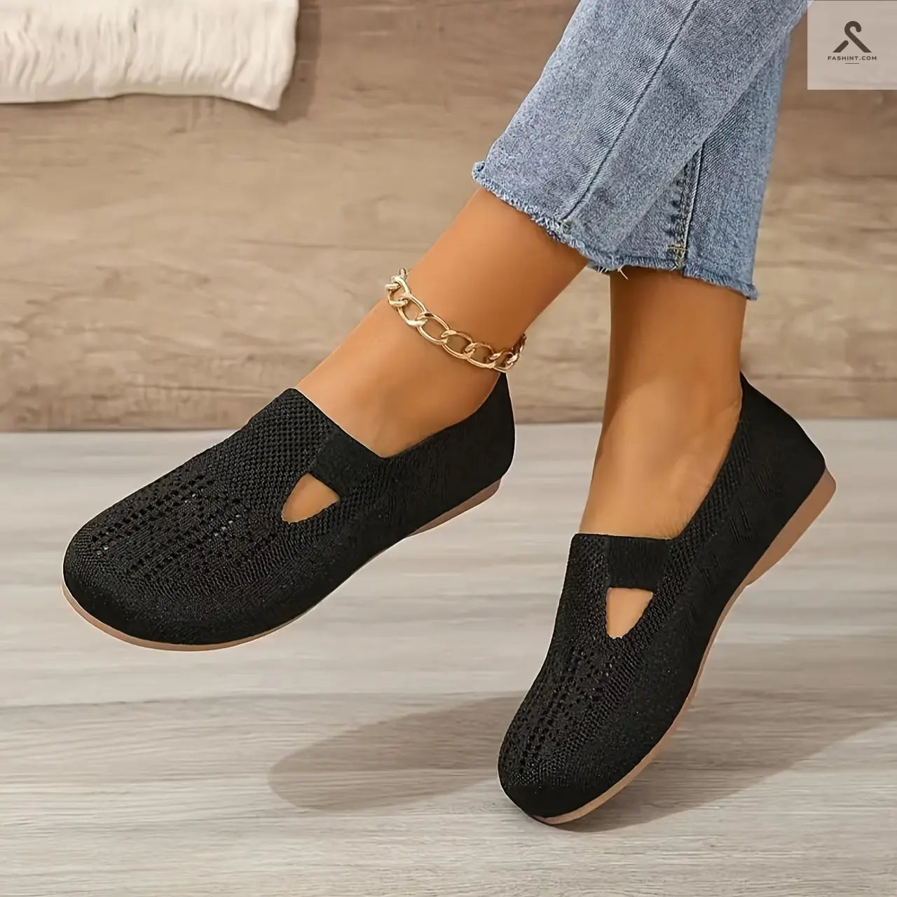 أحذية مسطحة نسائية بتصميم سادة وراحة فاخرة Fashint