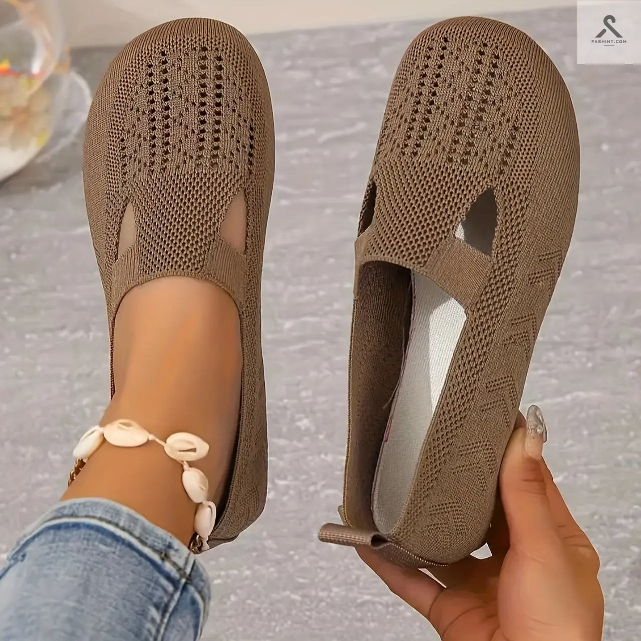 أحذية مسطحة نسائية بتصميم سادة وراحة فاخرة Fashint
