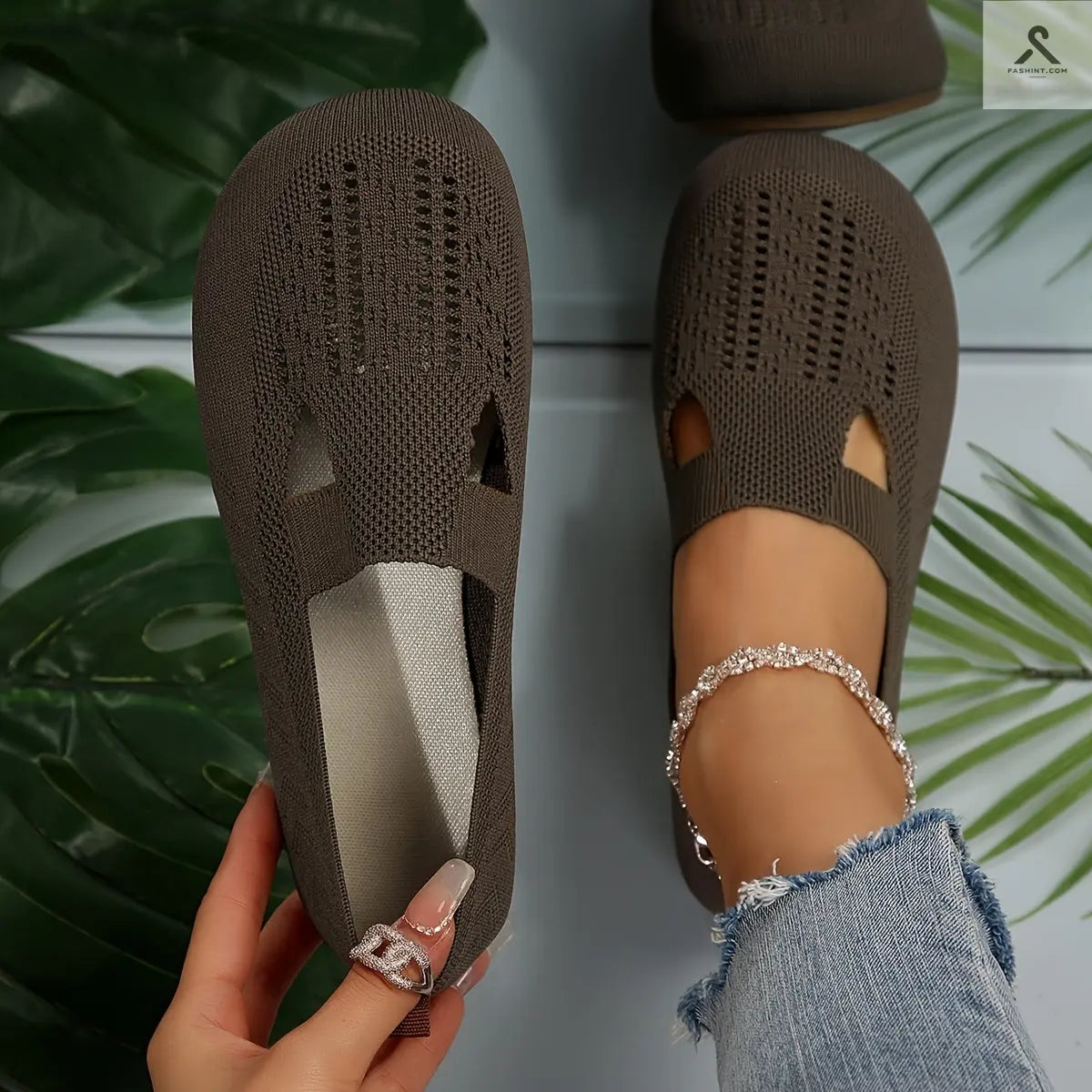 أحذية مسطحة نسائية بتصميم سادة وراحة فاخرة Fashint
