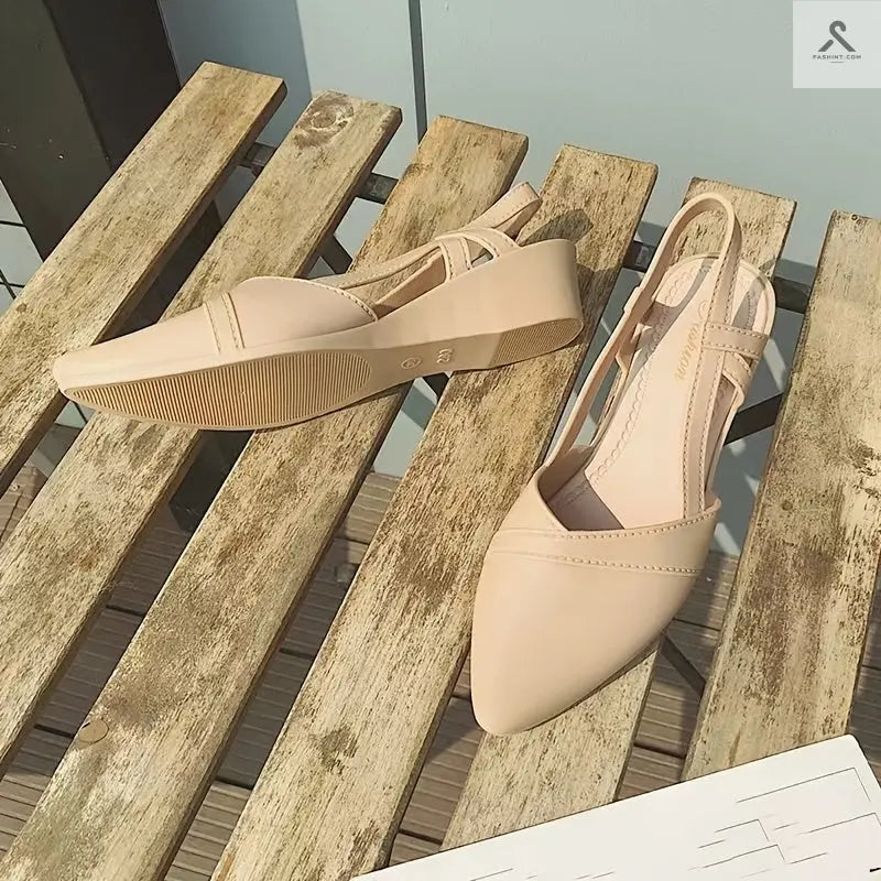 أحذية نسائية بيج أنيقة من PVC - مقاومة للماء، مقاومة للزلق، مع نعل سميك مريح، كعب متوسط الارتفاع - أحذية موضة متعددة الاستخدامات لجميع الفصول Fashint